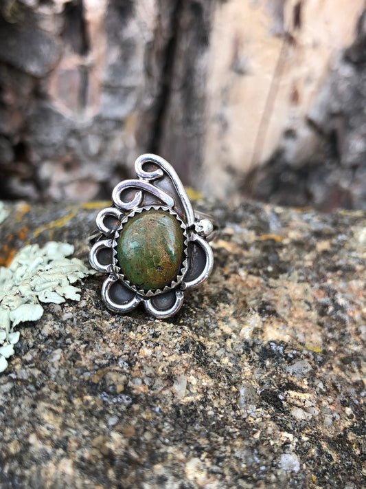 Green turquoise, ring. Size 8.5