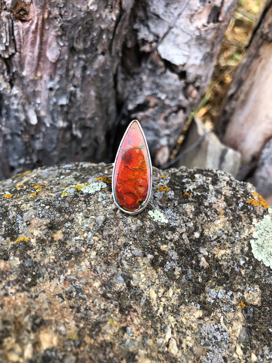 Ammolite, sterling silver ring, size 7