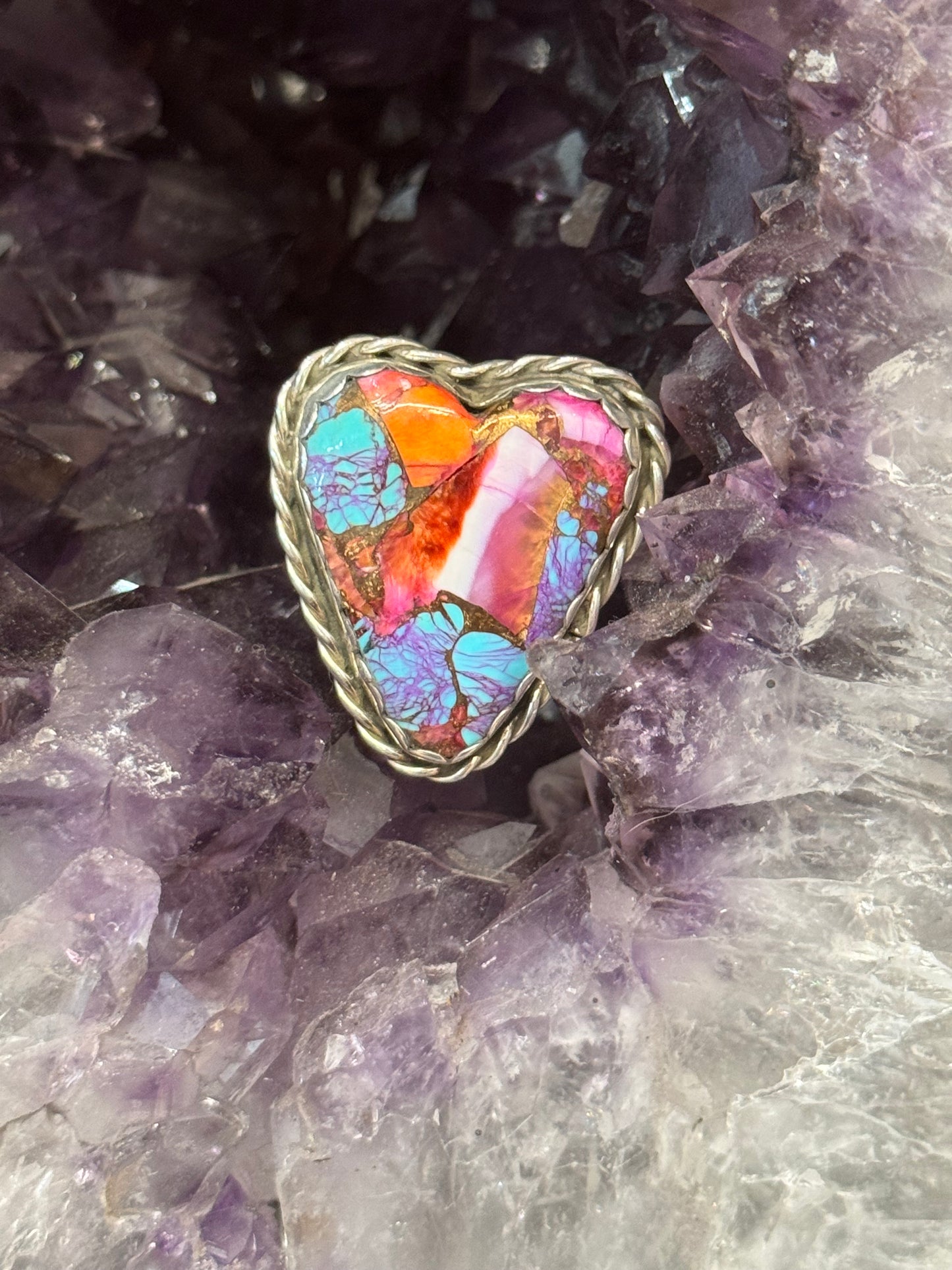 Pink Dahlia Turquoise Ring