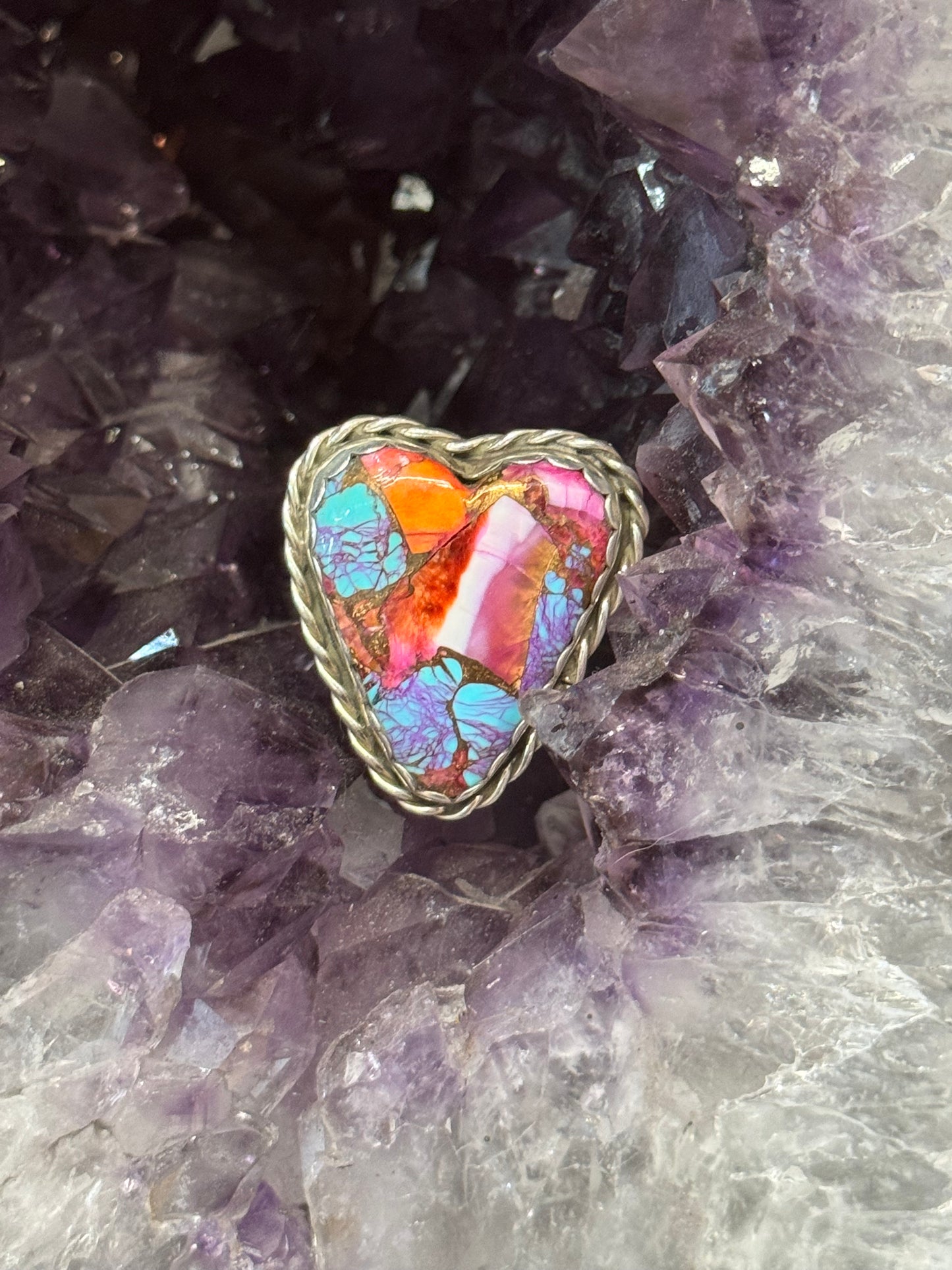 Pink Dahlia Turquoise Ring